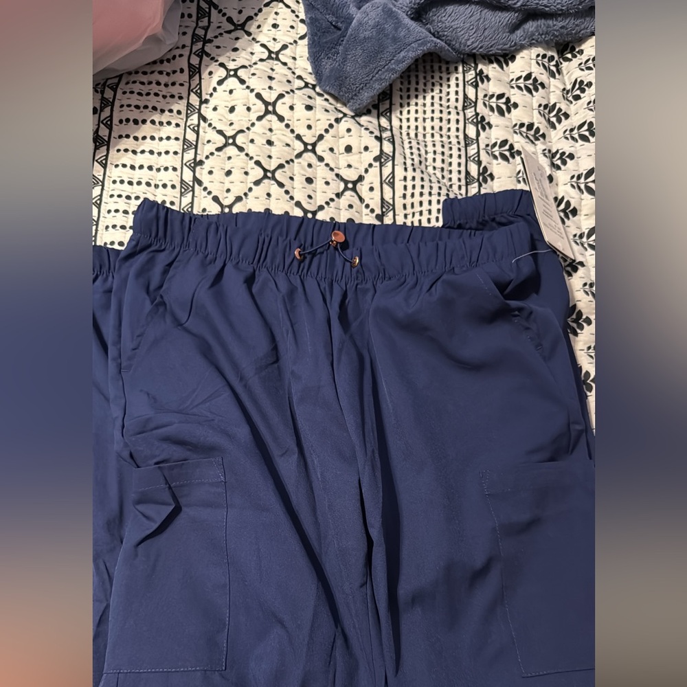 Navy Blue Elastic Waist Pants